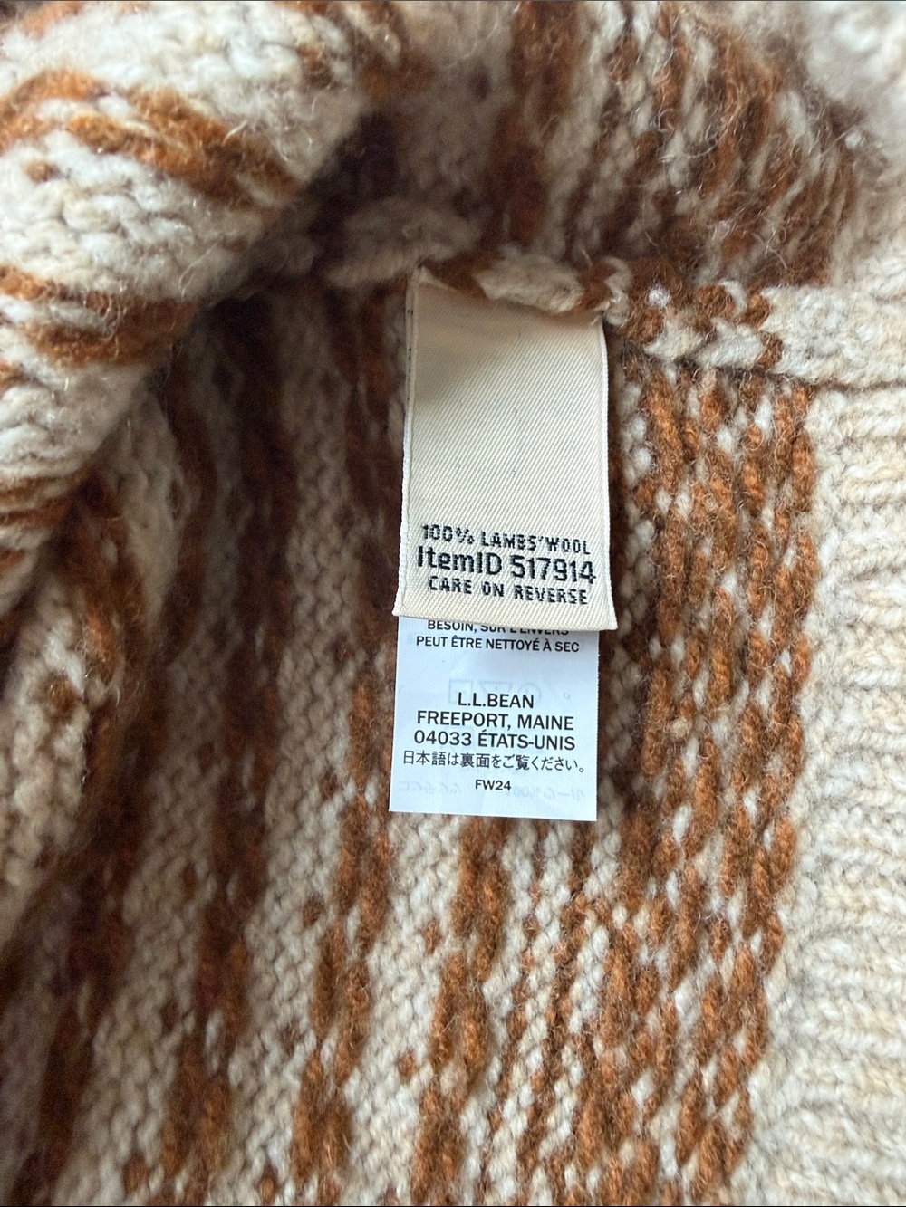 L.L. Bean Ragg Wool Cream Reindeer Crewneck Sweater - Picture 4 of 4